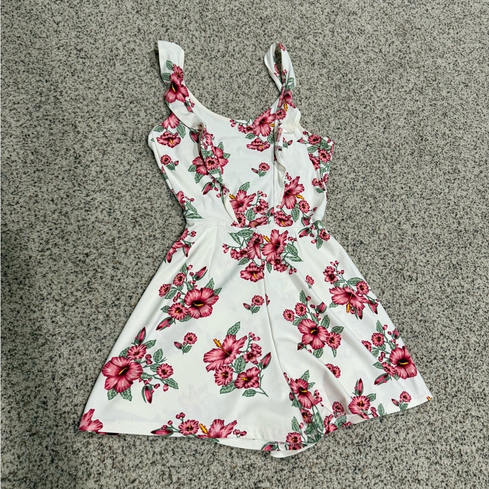 Forever 21 Floral Backless Dress - White and Pink